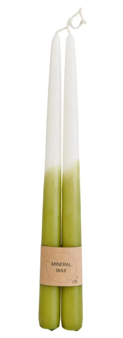 CASA Duo Velas Largas Juego De 2 Verde, Crema, Multicolor
