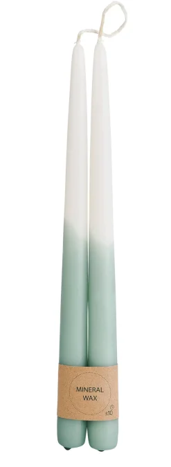 CASA Duo Velas Largas Juego De 2 Crema, Menta, Multicolor