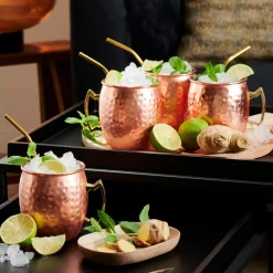 CASA Fancy Canas Para Coctel Con Cepillo Dorado