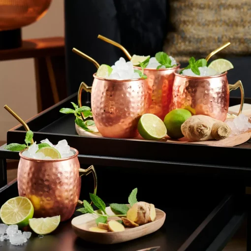 CASA Fancy Canas Para Coctel Con Cepillo Dorado