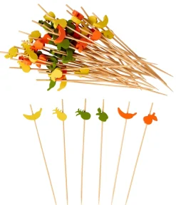 CASA Fruities Palillos Apero Juego De 50 Mezcla De 3 Colores Naranja, Amarillo, Verde