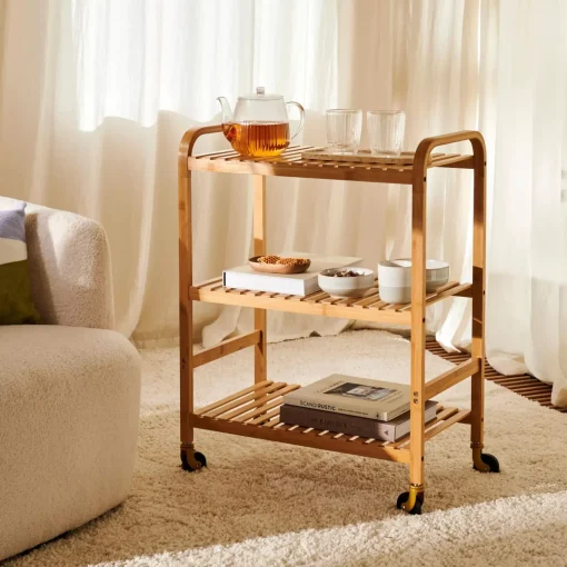 CASA Helge Estanteria Con Rueda Natural