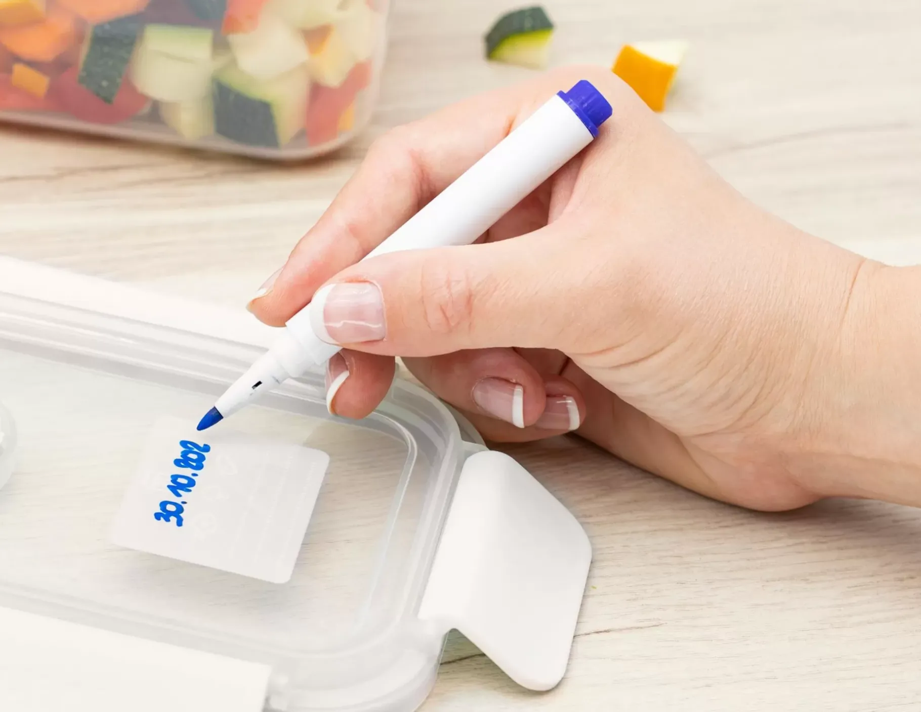 CASA Homey Clip Marcador De Tiza Para Fiambrera Azul