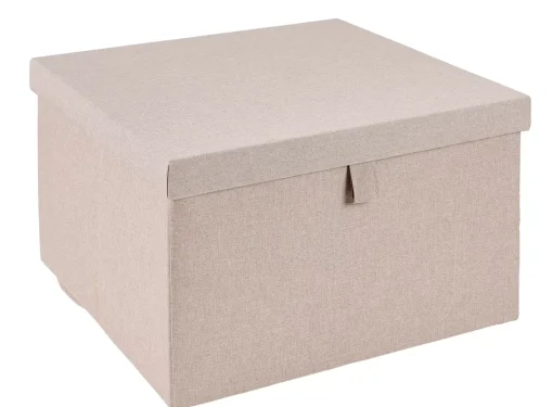 CASA Linolux Caja De Almacenaje Con Tapa Beis