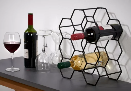 CASA Nau Botellero Para 9 Botellas Negro