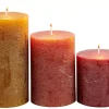 CASA Rustic Velas Juego De 3 Verde, Crema, Morado Claro