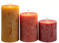 CASA Rustic Velas Juego De 3 Verde, Crema, Morado Claro