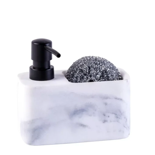 CASA Shadow Dispensador De Jabon Con Esponja Negro, Blanco