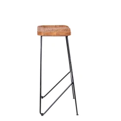 CASA Teak Taburete Bar Negro, Natural