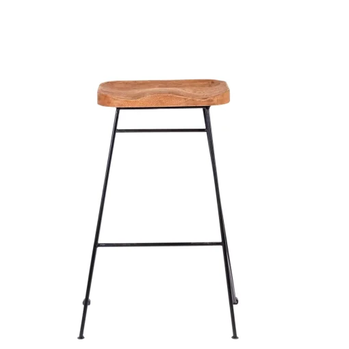 CASA Teak Taburete Bar Negro, Natural