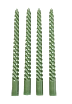 CASA Twist Velas Retorcidas Juego De 4 Verde