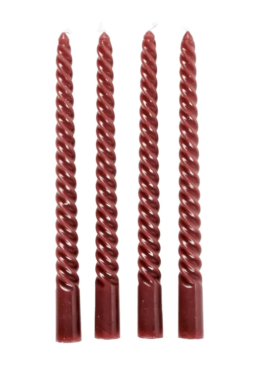 CASA Twist Velas Retorcidas Juego De 4 Rojo